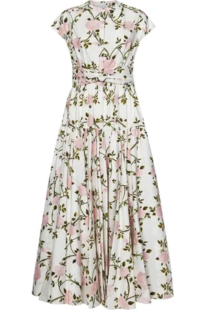 Giambattista Valli Kjole, Dame, Flerfarvet, M, Bomuld, Hvid Rosier Print Bomulds Kjole