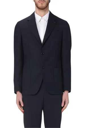 LARDINI Jakke, Herre, Blå, 2XL, Uld, Blå Tilpasset Jakkesæt Jakke