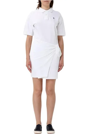 Ralph Lauren Kjole, Dame, Hvid, S, Bomuld, Elegant Knotted Mini Kjole