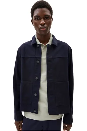 Armedangels Jakke, Herre, Blå, L, Bomuld, Afslappet Overshirt med Praktiske Lommer
