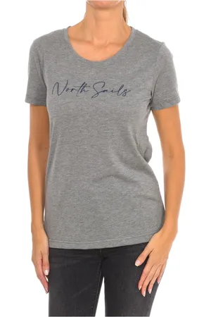 North Sails Top, Dame, Grå, M, Bomuld, Kortærmet T-shirt med Ribhals