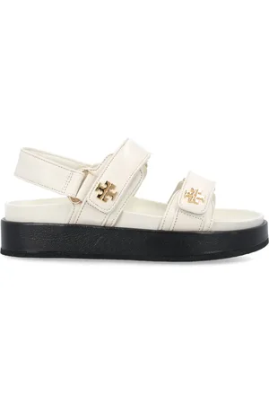 Tory Burch Sko, Dame, , 37 1/2 EU, Læder, Elfenbensfarvede lukkede flade sandaler Kira Aw24