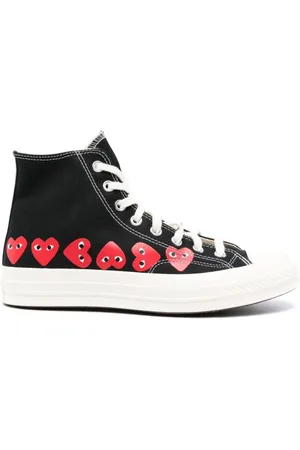 Comme des Garçons Sko, Herre, Sort, 42 1/2 EU, Uld, Sort Hjerte Print Sneakers