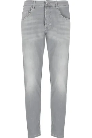 Don the Fuller Jeans, Herre, Grå, W32, Bomuld, Grå Bomuldsjeans med Broderi