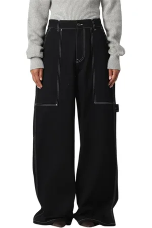 Stella McCartney Jeans, Dame, Sort, W25, Uld, Sorte Wide Leg Jeans Kontrastsyning