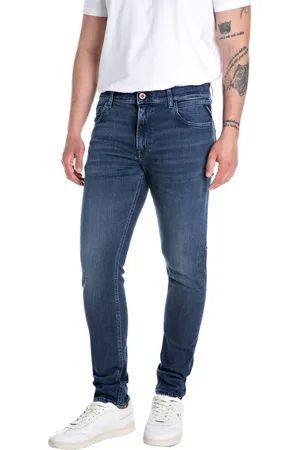Replay Jeans, Herre, Blå, W34, Denim, Slim Indigo Denim Jeans