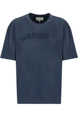 Maison Margiela Top, Herre, Blå, L, Bomuld, Blå Bomuld T-shirt med Logo