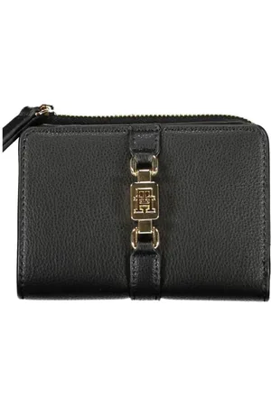 Tommy Hilfiger Tilbehør, Dame, Sort, ONE SIZE, Polyester, Elegant sort pung med lynls og mnt lomme