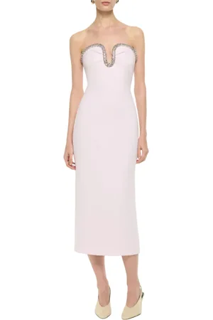 Roland Mouret Kjole, Dame, Lyserød, XS, Elegant Strapless Midi Kjole Lyserød