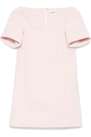 Khaite Kjole, Dame, Lyserød, XS, Uld, Lyserød Mini Kjole med Firkantet Hals