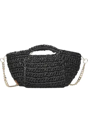 Chica London Taske, Dame, Sort, ONE SIZE, Uld, Sort Raffia Skuldertaske med Clutch