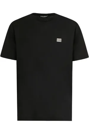 Dolce & Gabbana Top, Herre, Sort, L, Sort Logo-Plaque T-shirt