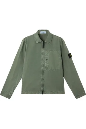 Stone Island Jakke, Herre, Grøn, XL, Bomuld, Børstet Bomuldskanvas Overshirt 