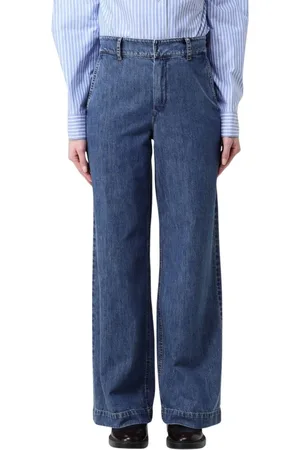 Max Mara Jeans, Dame, Blå, XS, Uld, Stilfulde Blå Wide Leg Jeans