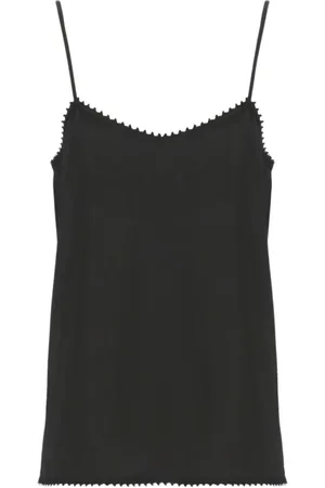 Fabiana Filippi Top, Dame, Sort, L, Silke Camisole med Bølgede Kanter