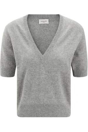 Jacob Cohen Strik, Dame, Grå, S, Cashmere, Kashmir V-hals sweater