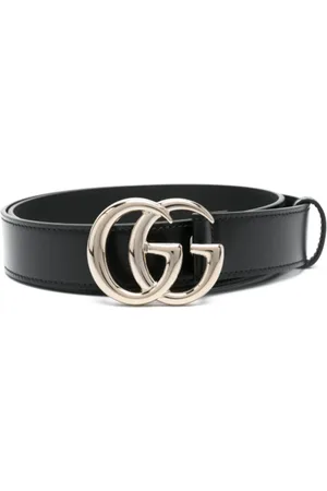 Gucci Tilbehør, Dame, Sort, 70 CM, Læder, Sort Læder Dobbelt G-Spænde Bælte