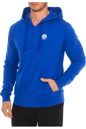 North Sails Sweathshirts & Hoodies, Herre, Blå, M, Bomuld, Hættetrøje med lynlås og mærkeprint