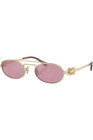 Miu Miu Tilbehør, Dame, Gul, 53 MM, Uld, Metal Oval Solbriller til kvinder