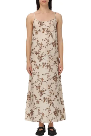 UMA WANG Kjole, Dame, Hvid, L, Blomstret Maxi Kjole