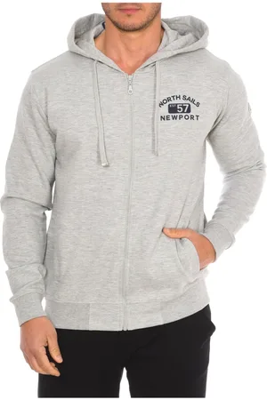 North Sails Sweathshirts & Hoodies, Herre, Grå, M, Bomuld, Hættetrøje med lynlås