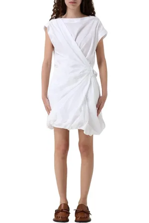 Pinko Kjole, Dame, Hvid, L, Elegant V-Neck Midi Kjole