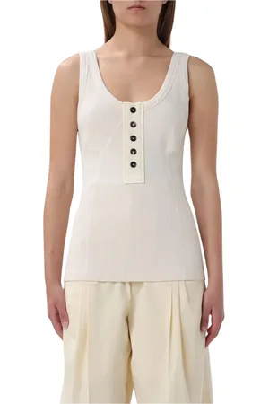 Bottega Veneta Top, Dame, , S, Bomuld, Ribstrik Tank Top Gul Creme