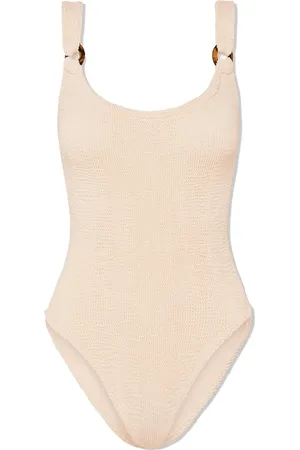 Hunza G Badetøj, Dame, Lyserød, ONE SIZE, Uld, Ring-Detaljeret Badedragt i Blush Nuance