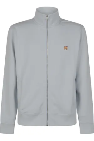 Maison Kitsuné Sweathshirts & Hoodies, Herre, Blå, XL, Bomuld, Fox Head Patch Fullzip Sweatshirt Jakke