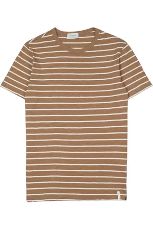 BROOKSFIELD Top, Herre, Brun, XL, Bomuld, Stribet bomulds T-shirt