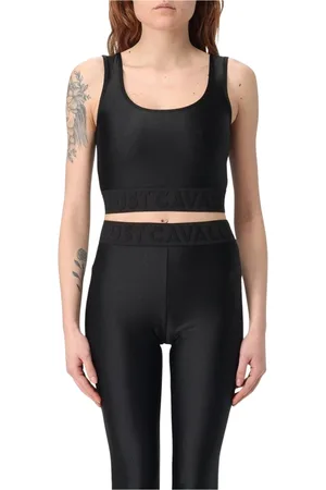 Roberto Cavalli Top, Dame, Sort, L, Uld, Sort Blondeærme Top Uden Ærmer