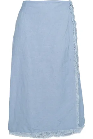 Hest Nederdel, Dame, Blå, 2XL, Denim, Lilla Linned Nederdel Faded Denim