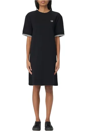 Fred Perry Kjole, Dame, Sort, S, Bomuld, Sort Tippet Ærme Kjole