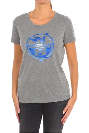 North Sails Top, Dame, Grå, M, Bomuld, Kortærmet T-shirt med Ribhals