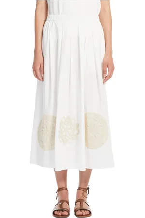 Max Mara Nederdel, Dame, Hvid, M, Bomuld, Hvid bomuld midi nederdel Orme stil