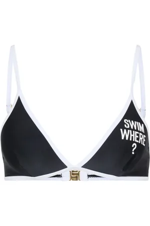 Moschino Badetøj, Dame, Sort, L, Uld, Sort Hav Bikini Top med Trekantet Print