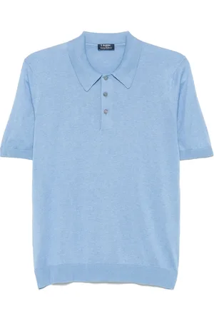 BARBA Top, Herre, Blå, M, Luksus Silke Polo Skjorte Produceret i Italien
