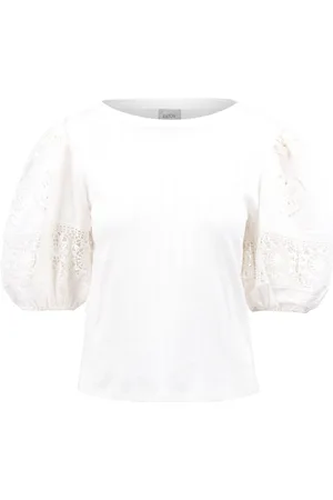 SEA Bluser & Skjorter, Dame, , L, Bomuld, Dahlia Eyelet Puff Sleeve Top