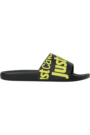 Roberto Cavalli Sko, Herre, Gul, 39 EU, Sort Logo Slides Sandaler
