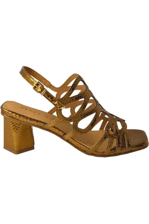 Pedro Miralles Sko, Dame, Gul, 38 EU, Læder, Bronze Metallic Leather Sandal Woman