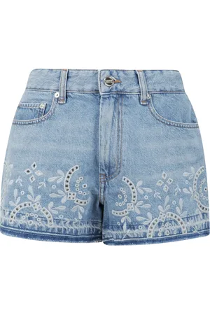 Ganni Shorts, Dame, Blå, W25, Bomuld, Blonde Detalje Shorts