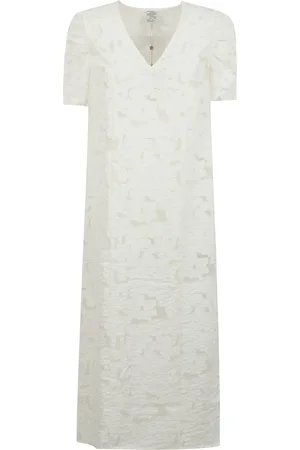 Baum und Pferdgarten Kjole, Dame, , M, Blomstret Blonde Midi Kjole med V-Hals
