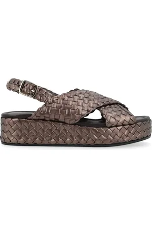 Pon´s quintana Sko, Dame, Brun, 42 EU, Læder, Brun metallisk læder vævet sandal Forli