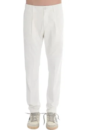 HERNO Bukser, Herre, Hvid, S, Hvide Twill Bukser med Elastisk Talje