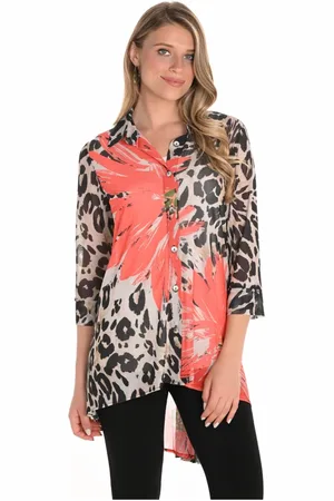 Frank Lyman Bluser & Skjorter, Dame, Flerfarvet, L, Polyester, Rød Leo Bluse med Mesh Kvalitet