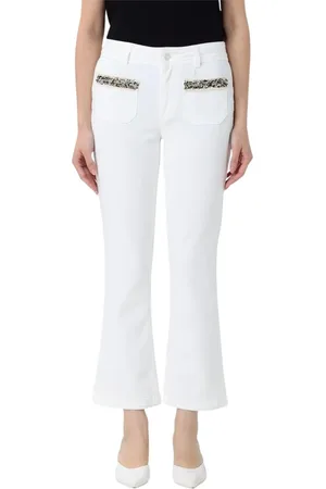 Liu Jo Bukser, Dame, Hvid, W32, Uld, Pyntede Bootcut Jeans Stilfuld Blå