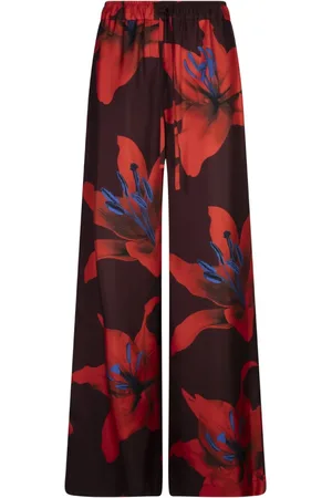 Alexander McQueen Bukser, Dame, Flerfarvet, 2XS, Flame Lily Røde Pyjamasbukser