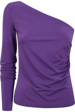 Max Mara Top, Dame, Lilla, M, Uld, En-skulder Strik Top