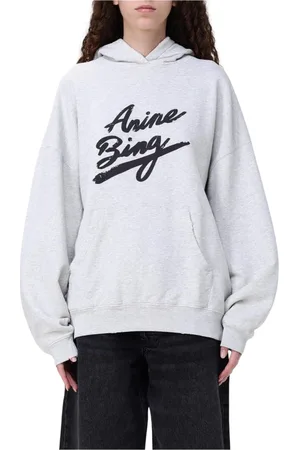 ANINE BING Sweathshirts & Hoodies, Dame, Grå, M, Bomuld, Grå Logo Hoodie Oversized