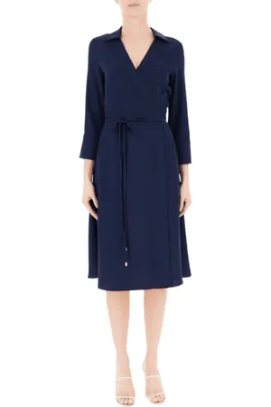 Liu Jo Kjole, Dame, Blå, L, Polyester, Blå wrap kjole Laguna stil
